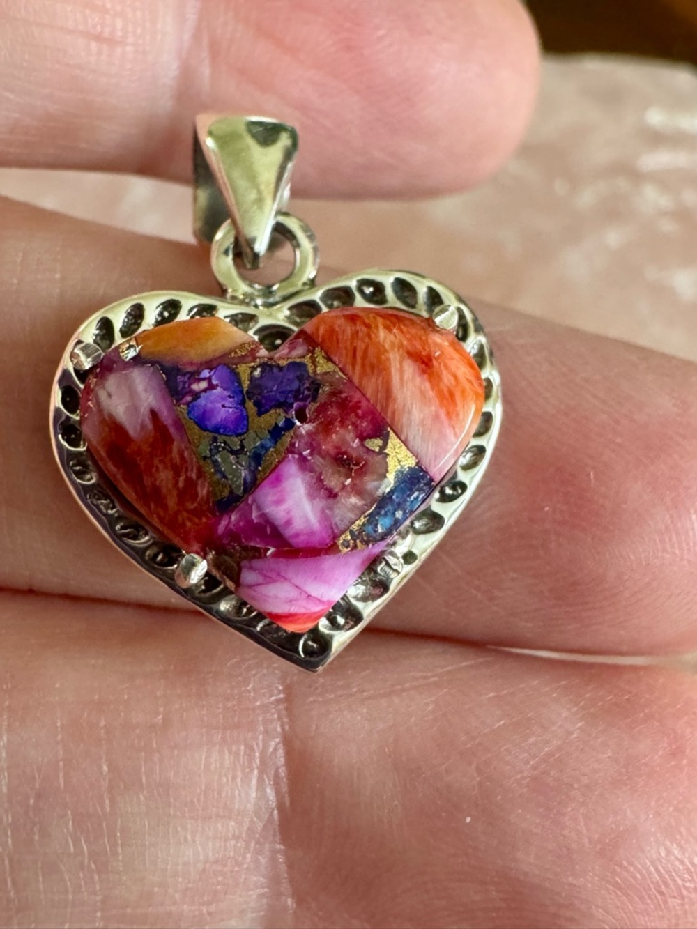 Kingman Spiny Oyster Turquoise Dahlia Sterling Silver Pendant